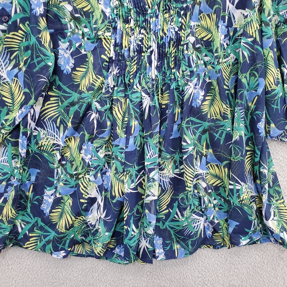 Roaman's Blue and Green Floral Tunic - Picture 4 of 10